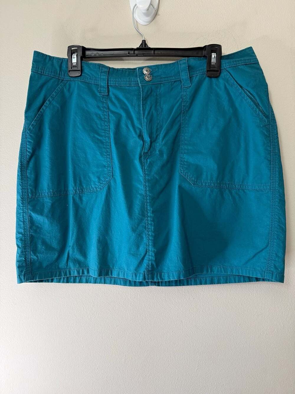 Lee Skort Size 14 Teal Cotton Blend Natural Fit Cargo Pocket Skirt Shorts
